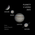 Autor: David Šmehil - Planety v lednu 2025, fotografováno 17. 1. přes N150/1200 kamerou QHY5III-224C s ADC.