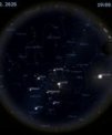 Autor: Stellarium/Martin Gembec - Mapa oblohy 19. února 2025 v 19:00 SEČ