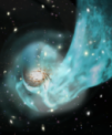 Autor: JAXA - Ilustrácia pohybu plynu v centre kopy galaxií v Kentaurovi vytvorená na základe pozorovania družice XRISM a iných družíc. Modrá označuje plyn o vysokej teplote, biela galaxie a hnedá nízkoteplotný plyn.
