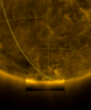 Autor: ESA - Pohled na jižní pól Slunce ze sondy Solar Orbiter, 23. března 2025, sklon dráhy 17°