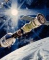 Autor: NASA - Umělecká představa spojení lodí Apollo a Sojuz při misi Apollo-Sojuz.
