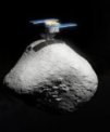 Autor: ESO/M. Kornmesser. Asteroid: T. Santana-Ros et al. Hayabusa2 model: SuperTKG (CC-BY-SA). - Umělecká představa japonské vesmírné mise Hayabusa2 při přistání na povrchu asteroidu 1998 KY26.