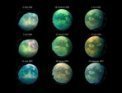 Autor: NASA/JPL-Caltech/University of Arizona/University Paris Diderot/IPGP - Série snímků měsíce Titan, na kterých byly objeveny rozsáhlé prachové bouře