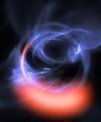 Autor: ESO/Gravity Consortium/L. Calçada - Simulace oběhu hmoty v blízkosti černé díry