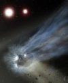 Autor: NASA/SOFIA/Lynette Cook/Sci-News.com - Umělecké ztvárnění komety 2I/Borisov a hvězdného systému Kruger 60
