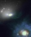 Autor: Ethan Jahn, University of California, Riverside - Simulace galaxií podobných Velkému Magellanovu mračnu složených z hvězd a plynu a doprovázených několika malými průvodci