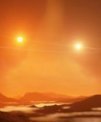 Autor: NRAO/AUI/NSF, S. Dagnello - Umělecké ztvárnění exoplanety obíhající kolem dvou sluncí