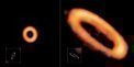 Autor: ALMA (ESO/NAOJ/NRAO), I. Czekala and G. Kennedy; NRAO/AUI/NSF, S. Dagnello - Příklady neskloněného a vychýleného protoplanetárního disku kolem dvojhvězd pozorovaných radioteleskopem ALMA