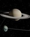 Autor: Francesco Fiori, Radio Science and Planetary Exploration Lab - Umělecké ztvárnění Saturnu, Titanu a kosmické sondy Cassini