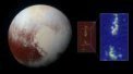 Autor: NASA/JHUAPL/SwRI and Ames Research Center/Daniel Rutter - Snímek Pluta pořízený v roce 2015 sondou New Horizons. V detailu vidíme pohoří Pigafetta Montes. Obrázek v nepravých barvách ukazuje koncentrace ztuhlého metanu. Ty jsou nejvyšší ve větších výškách a směrem k úpatím hor koncentrace klesá až k modré barvě.