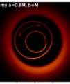 Autor: : Frederic Vincent a kol - Jak by mohl vypadat výsledný stín červí díry spolu s detekovanými fotonovými prstenci.