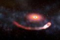 Autor: Dana Berry/NASA - Momentka z animace NASA zachycující černou díru, která polyká neutronovou hvězdu