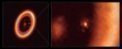 Autor: ALMA (ESO/NAOJ/NRAO)/Benisty et al. - Obrázek prezentuje záběry pořízené radioteleskopem ALMA (Atacama Large Millimeter/submillimeter Array). Přehledový snímek (vlevo) zachycuje celý systém PDS 70 vzdálený 400 světelných let od Slunce. Detailní záběr (vpravo) zachycuje planetu PDS 70c a její disk, celou pravou stranu detailního obrázku vyplňuje část cirkumstelárního disku mateřské hvězdy PDS 70.