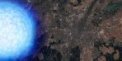 Autor: ESO / ESRI World Imagery, L. Calçada - Neutronová hvězda v porovnání s německým Mnichovem. Na šířku je Mnichov zhruba tak velký, jaký mají průměr největší pozorované neutronové hvězdy – asi 27 kilometrů. Grafika