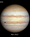 Autor: NASA, ESA, STScI, Amy Simon (NASA-GSFC), Michael H. Wong (UC Berkeley), zpracování Joseph DePasquale - Fotografie Jupiteru pořízené Hubbleovým vesmírným dalekohledem v listopadu 2022 a v lednu 2023