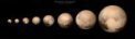 Autor: NASA, Damian Peach. - Pluto tak, jak jej postupně New Horizons viděla mezi 25. červnem a 13. červencem 2015.