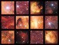 Autor: ESO - Mozaika zachycuje výběr těch nejpůsobivějších zákoutí z působivého snímku pořízeného pomocí dalekohledu ESI/VST (VLT Survey Telescope), který zachycuje mlhoviny Kočičí tlapka (Cat’s Paw Nebula, NGC 6334) a Humr (Lobster Nebula, NGC 6357). Jedná se o oblasti s aktivními procesy hvězdotvorby, ve kterých mladé hvězdy svým zářením nutí svítit vodík ve svém okolí charakteristickým odstínem červené barvy. Velmi bohaté pole obsahuje rovněž řadu tmavých prachových pásů. Kredit: ESO