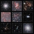 Autor: ESO/VISTA VMC - Výřezy zachycují ta nejpůsobivější místa mohutného infračerveného snímku naší sousední galaxie – Malého Magellanova oblaku, který byl pořízen pomocí dalekohledu VISTA na observatoři ESO/Paranal v Chile. Hvězdokupa na panelu vpravo dole je 47 Tucanae, která patří k naší Galaxii a je tady mnohem blíže než Malý Magellanův oblak.