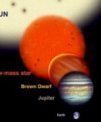 Autor: Gemini Observatory/Artwork by Jon Lomberg - Porovnanie veľkosti hnedého trpaslíka voči planétam a hviezdam.
