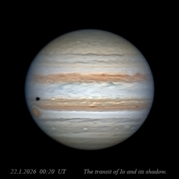 Jupiter, přechod Io a jejího stínu