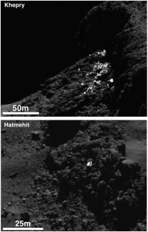 Ledové bloky na povrchu jádra komety 67P Autor: ESA/Rosetta/MPS for OSIRIS Team MPS/UPD/LAM/IAA/SSO/INTA/UPM/DASP/IDA