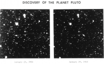 Objevové snímky Pluta; Pluto označeno šipkou. Autor: Clyde Tombaugh