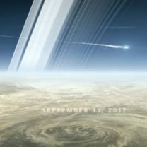 Cassini zaniká v atmosféře Saturnu 15. 9. 2017. Představa animátora. Autor: NASA