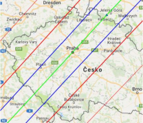 Zákryt hvězdy planetkou Walpurga, mapa ČR