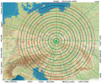 Orientační mapa pro rychlé určení směru a výšky výskytu rudých skřítků.
Jednotlivé směry jsou odvozeny od pevných překážek v okolí z určeného pozorovacího stanoviště (Zdroj: mapy.cz) Autor: Daniel Ščerba