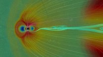 Magnetosféra Země. Snímek z animace Autor: NASA's Goddard Space Flight Center/Scientific Visualization Studio/Community-Coordinated Modeling C