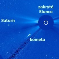 Kometa Kreutzovy rodiny v koronografu LASCO C3 17. ledna 2021 Autor: NASA/ESA