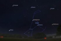 Souhvězdí Oriona v dubnu pomalu mizí z oblohy Autor: Stellarium