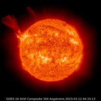 Výron plazmatu (CME) 12. března 2023 kamerou družice GOES-16