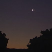 Simulace setkání Měsíce a Jupiteru 14. 6. 2023 za svítání v programu SkyExplorer libereckého iQPLANETÁRIA. Autor: iQLANDIA/Martin Gembec