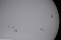 Sluneční skvrny 12. 10. 2024, Nikon D7500, Sky-Watcher 305/1500 Dobson 12″ Flex Tube Autor: Jiří Šíp