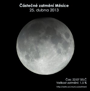 Simulační snímek částečného zatmění Měsíce 25. dubna 2013. Autor: EAI.