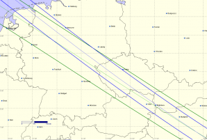 Původní výpočet stínů planetek nad Českem. Autor: Oliver Klös