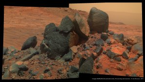 Kameny v lokalitě Lindbergh Mound Autor: NASA/JPL-Cornell/Olivier de Goursac