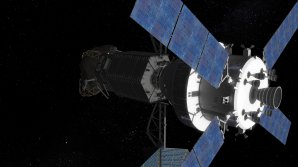 Loď Orion se spojila s plavidlem, nesoucím kus asteroidu (alespoň tedy v představě animátora) Autor: NASA