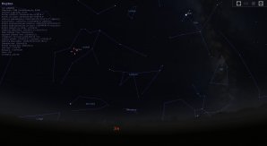 Poloha Neptunu ve Vodnáři na říjnové české obloze v roce 2016 okolo 21:30 SELČ. Autor: Stellarium.