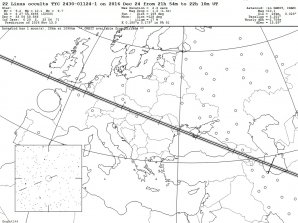 Pás stínu při zákrytu hvězdy planetkou Linus 24. prosince 2016. Autor: Steve Preston.