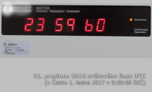 Přestupná sekunda viditelná na displeji automaticky řízených hodin. Autor: Ústav fotoniky a elektroniky AV ČR, v.v.i..