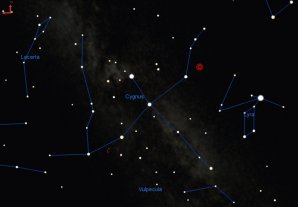 Poloha dvojhvězdy KIC 9832227, která by v roce 2022 mohla zjasnit až na 2. hvězdnou velikost a stát se tak jednou z 50 nejjasnějších hvězd. Autor: Calvin.edu.