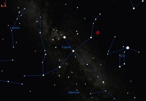 Poloha dvojhvězdy KIC 9832227, která by v roce 2022 mohla zjasnit až na 2. hvězdnou velikost a stát se tak jednou z 50 nejjasnějších hvězd. Autor: Calvin.edu.