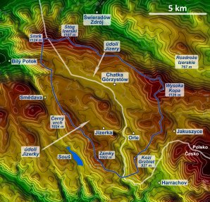 Mapa Jizerské oblasti tmavé oblohy. Autor: JOTO.