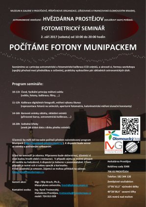 Pozvánka na fotometrický seminář: Počítáme fotony MUNIPACKEM Autor: Hvězdárna Prostějov