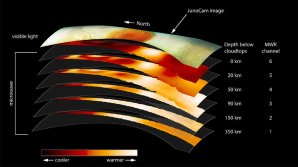 Velká rudá skvrna má kořeny hluboko v husté atmosféře Autor: NASA/JPL-Caltech/SwRI