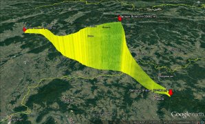 Obr. 2: 3D priebeh letu stratosférického balóna EM2017. Autor: Jakub Koukal