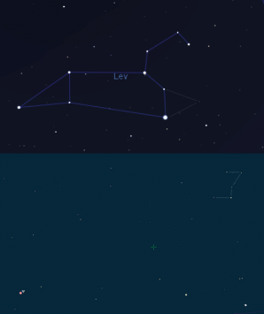 Mapka k vyhledání asterismu číslice tři. Podklady: Stellarium, Guide