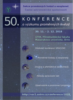 Letáček 50. konference o výzkumu proměnných hvězd Autor: Jakub Juryšek, Kateřina Hoňková, Martin Mašek